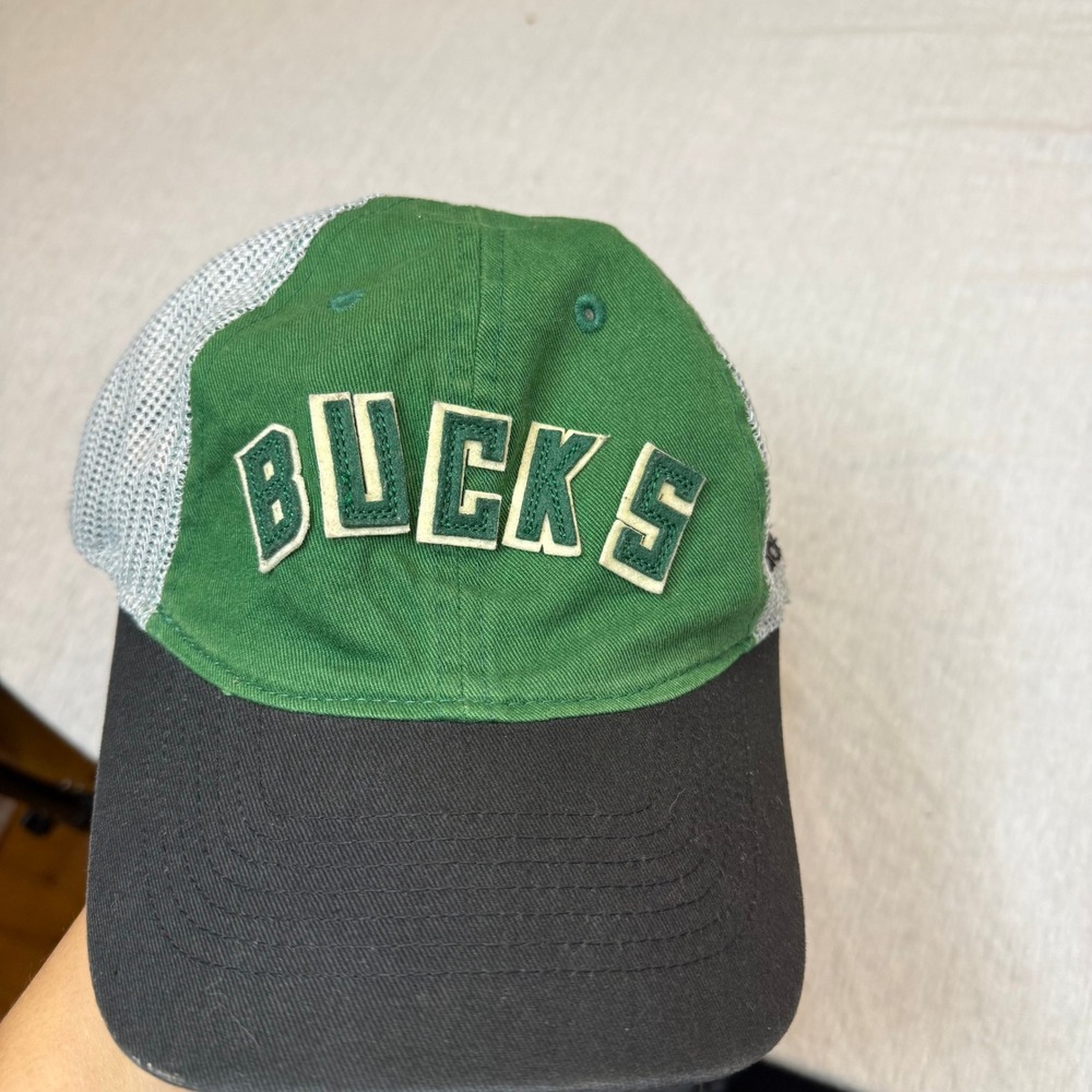 Adidas Milwaukee Bucks Mesh‎ Trucker Hat Green Black Adjustable Snapback OSFM